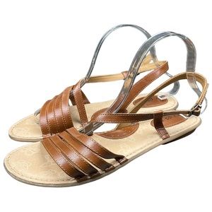 BORN Boc Aryz LT Strappy Slingback Sandals Womens 10 M Brown Adjustable Strap